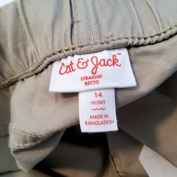 Cat & Jack Boys Khaki Stretch Drawstring Husky Pants Size 14 Straight fit design - Picture 4 of 10